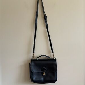 Vintage Coach 9927 Willis Bag, Black Leather Crossbody Bag with Gold Hardware